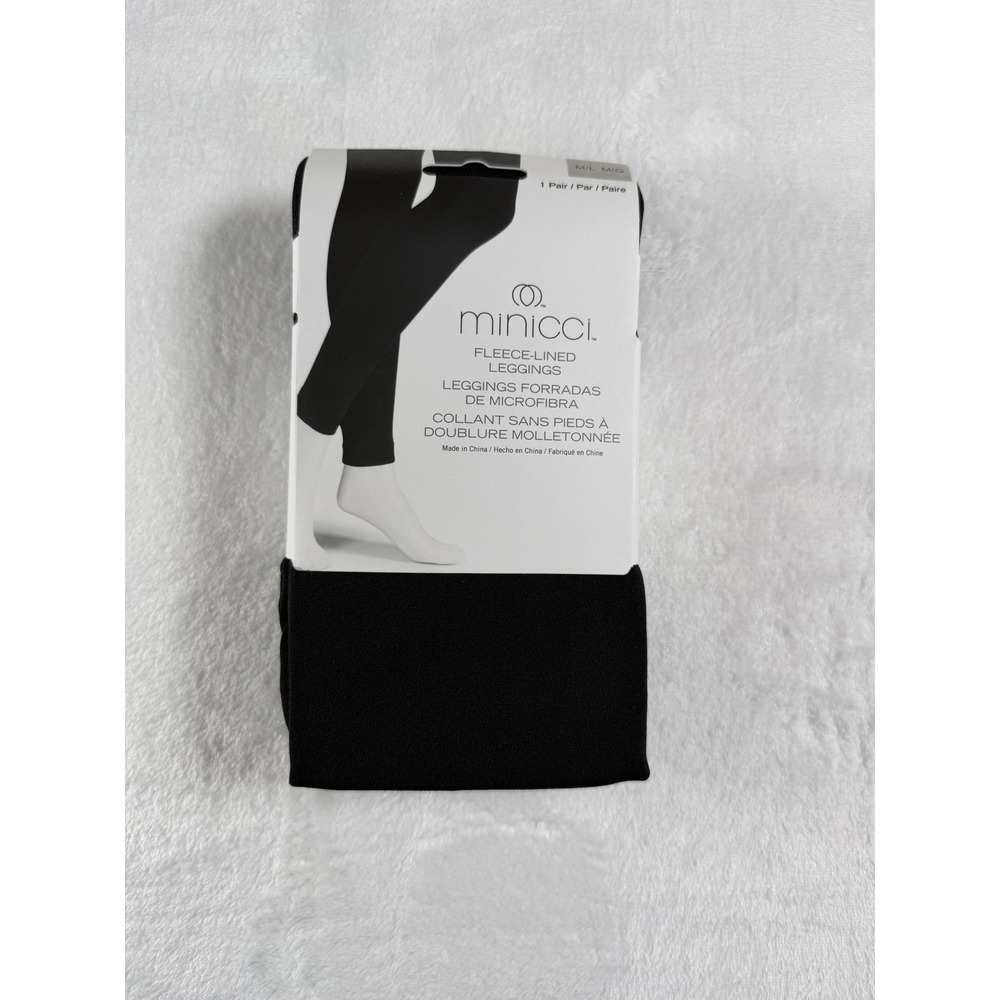 Minicci Womens Fleece Lined Leggings Black Microfiber Footless Size M/L New
